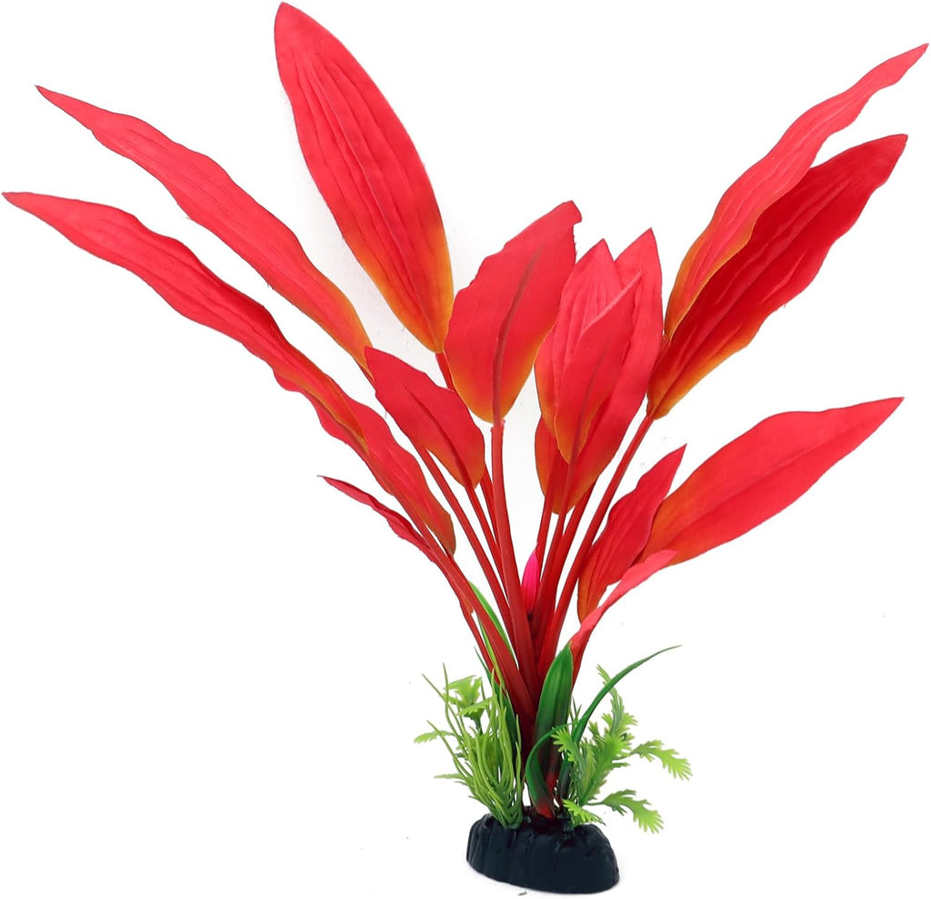 ALEGI Silk Aquarium Plants, 12 Inch Artificial Silk Plants Decorations for Fish Tank,Aquarium Décor Plastic Plants (Red, 2 Pack)