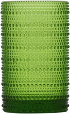 Fortessa Jupiter Beaded Hobnail Glass, 13 Ounce Iced Beverage (Set of 6), Fern Green