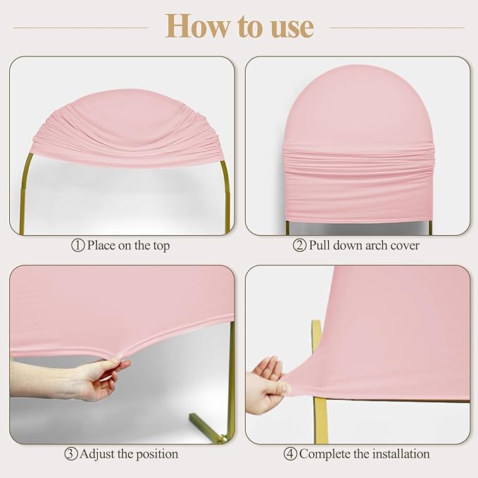 Ledido Wedding Arch Backdrop Cover 7.2FT Arch Covers Fitted Stretchy Spandex Round Top Stand Backdrop Cover for Wedding Banquet Ceremony Birthday Party Baby Shower Event Decoration,Pink