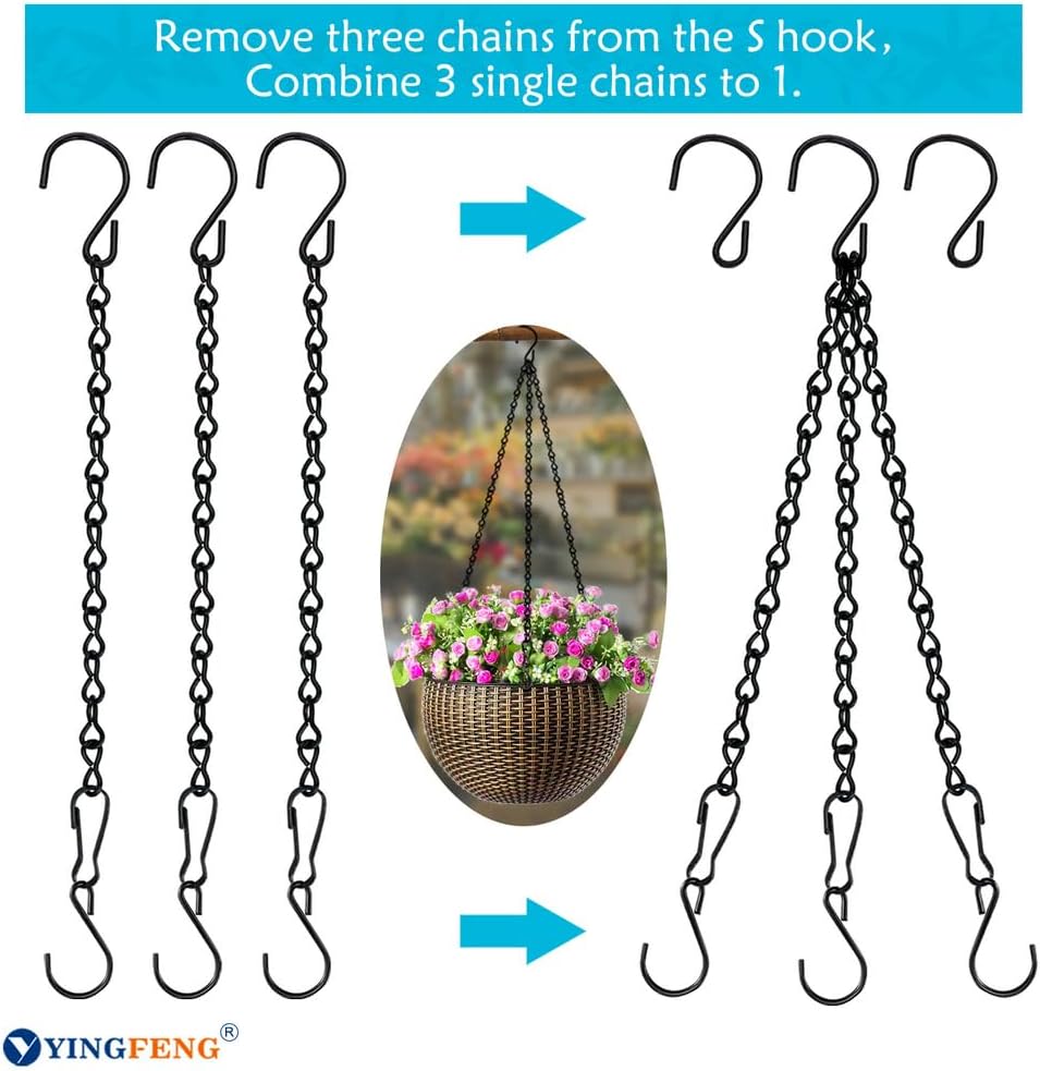 YINGFENG 10 Pack 9.5 Inch Black Hanging Chains, Garden Plant Hangers for Hanging Bird Feeders, Billboards, Chalkboards, Basket, Planters, Lanterns, Wind Chimes and Decorative Ornaments Etc.