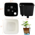yarlung 6 Pack Self Watering Planter with Water Level Indicator, 5 Inch Plastic Plant Flower Pots Nested Container for Indoor Plants, Herbs, Aloe, Outdoor Gardening