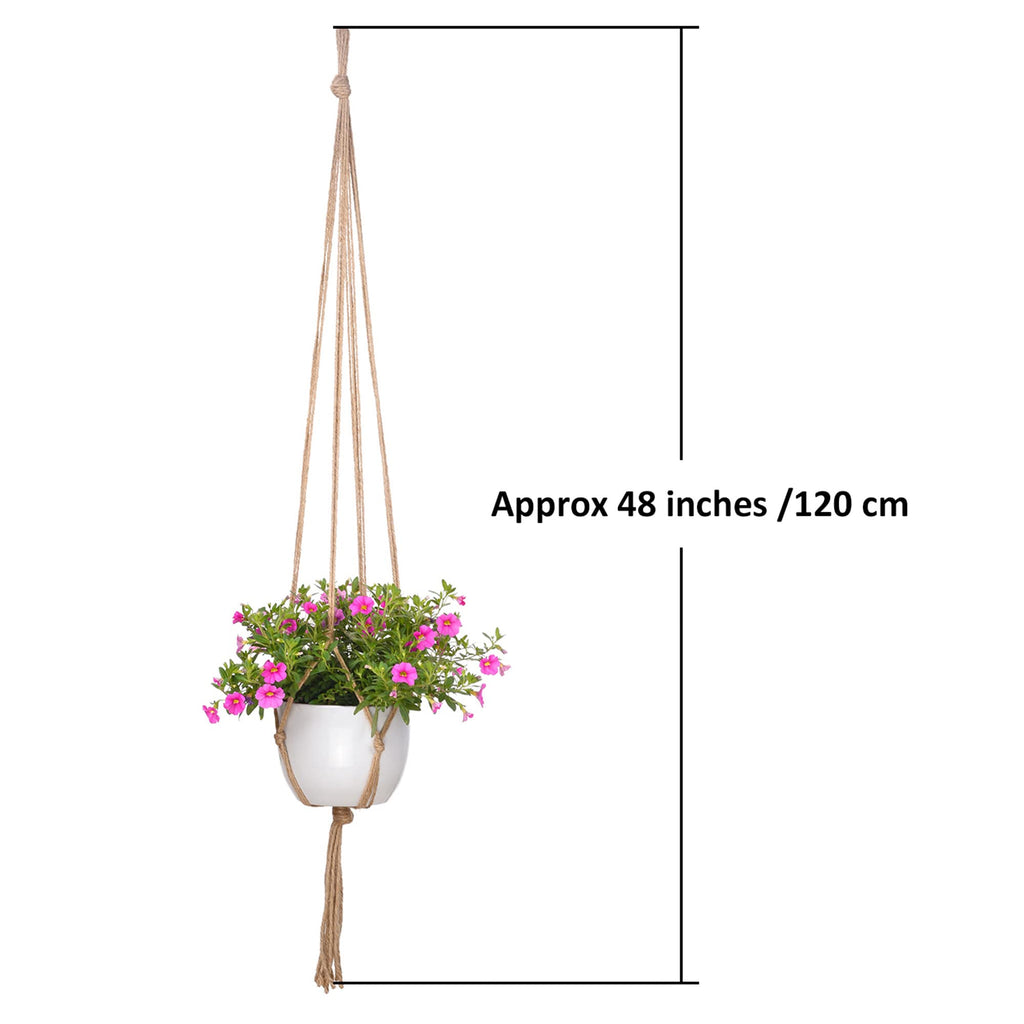 EBOOT 2 Pack 48 Inch Large Macrame Plant Hanger Rope to Hang Flower Pot Plant Holder for Indoor Outdoor Decorations, 4 Legs (Linen Color)