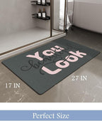 MontVoo-Bath Mat-Bathroom Mat Rug Non Slip Super Absorbent Stain Resistant Quick Dry Thin Bathroom Rug-Bath Mats for Bathroom Floor Bathtub Vanity-Bathmat Bath Rug Easy Care 17"x27" Pink