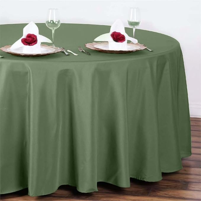 Efavormart Round Tablecloth, 108 Inch Stain & Wrinkle Resistant Washable Table Cloth, Decorative Polyester Fabric Table Cover for Banquet, Wedding, Dining- Willow Green