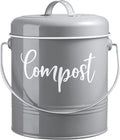 Gray Compost Bin Kitchen, 1.3 Gallon Farmhouse Kitchen Compost Bin Countertop with Lid and Charcoal Filters, Indoor Compost Bucket for Decor and Accessories