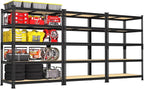 PrimeZone 36" x 16" x 72" Heavy Duty Storage Shelves - 5 Tier Adjustable Garage Storage Shelving, Metal Storage Utility Rack Shelf Unit for Warehouse Pantry Closet Kitchen, Black, 3 Pack