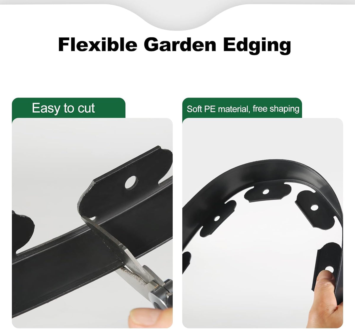 LINSHRY 66FT Landscape Edging, 2 Inch Tall No Dig Garden Border Edging with 60pcs Spikes, Plastic Paver Edging Lawn Edging for Landscaping, Flower Bed, Grass, Yard