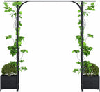 Zhongma Metal Garden Arbor with Planters, 83.5'' High x 90.5'' Wide, Outdoor Arch for Climbing Plant, Decorations Pergola with Plant Baskets …