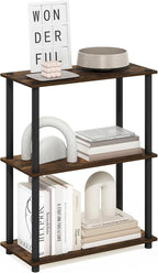 Furinno Turn-N-Tube 3-Tier Compact Multipurpose Shelf Display Rack, Amber Pine/Black