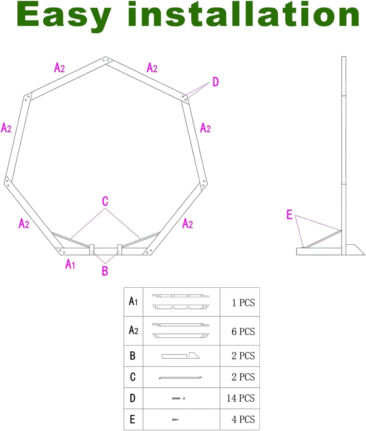 7FT Wedding Arch, Heptagonal Wood Arch for Wedding Ceremony, Arbor Backdrop Stand for Garden Parties, Indoor, Outdoor, Wooden Arbor Rustic Farmhouse Theme