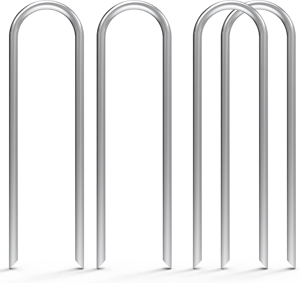 MySit 100 Pack 6 Inch Garden Stakes Heavy Duty 11 Gauge Galvanized Yard Staples U Pegs Fences Drip Irrigation Securing Stakes 1/2-Inch to 1-5/8-Inch Loop Stake for Anchoring Lawn Drippers Soaker Hose