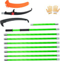 findmall 30ft Manual Pole Saw Extendable Tree Pruner Sharp Steel Blade High Branches Trimming for Pruning Palms and Shrubs with 9 Long Handles No with Scissors Green