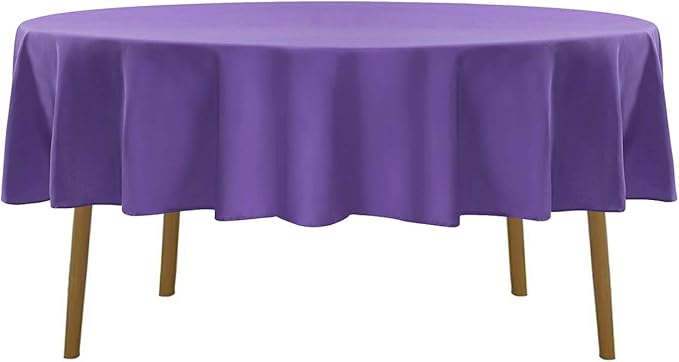 70 inch Round Tablecloth Washable Polyester Table Cloth Decorative Table Cover for Wedding Party Dining Banquet（70 inch,Purple）