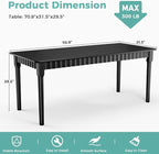 70.8 Inch Solid Wood Dining Table for 6-8, Farmhouse Table with Smooth Surface, Large Rectangular Kitchen Dinner Table for Restaurant, Living Room, Kitchen, Easy Assembly, Black