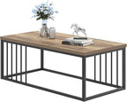 FOLUBAN Modern Coffee Table, Minimalist Wood and Metal Center Table for Living Room, Rustic Oak, 43.3 Inch