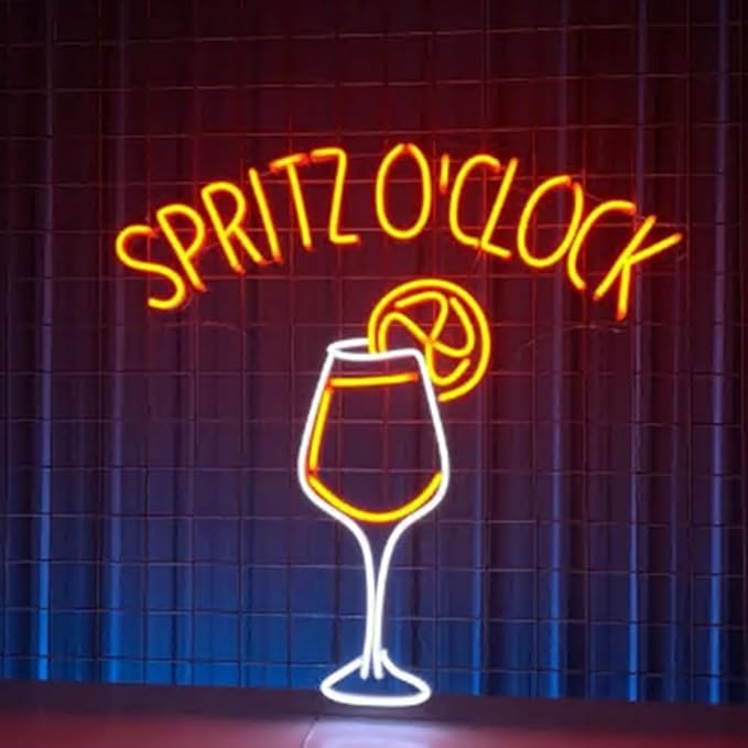 Spritz O'clock Neon Sign, Bar Pub Neon Sign, Custom Neon Sign, Spritz Cocktail Wall Decor, Bar Pub Led Light, Wine Lounge Wall Art Size:20inches