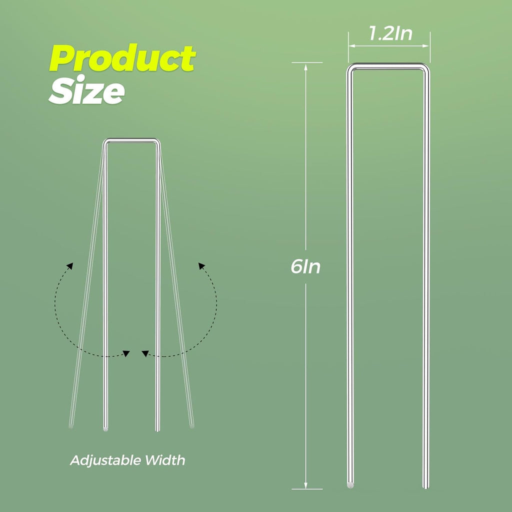 25 Pack Garden Staples,6 Inch 11 Gauge Galvanized U-Shaped Garden Stakes,Heavy-Duty Ground Yard Stakes for Inflatables,Irrigation Tubing,Holding Fence,Weed Barrier,Decoration