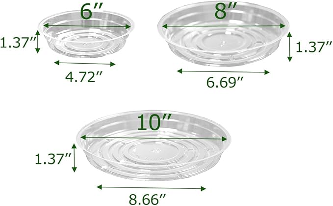 TRUEDAYS 15 Pack(6 inch/8inch/10inch) Clear Plant Saucers Flower Pot Tray Excellent for Indoor & Outdoor Plants