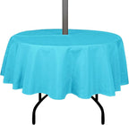 Outdoor Tablecloth Wrinkle-Free Stain Resistant Waterproof Polyester Fabric Table Cover with Zipper Umbrella Hole for Picnic/Party/Dinner/Patio Garden(60inch Round,Zippered,Aqua)