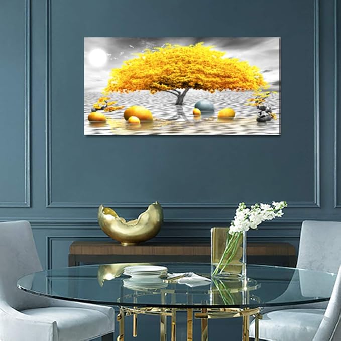 Wall decorations for living room Canvas Wall Art for bedroom Abstract wall decor Black and white Canvas Art Yellow tree paintings bathroom Home Decoration Hang Pictures Office large Wall Artworks