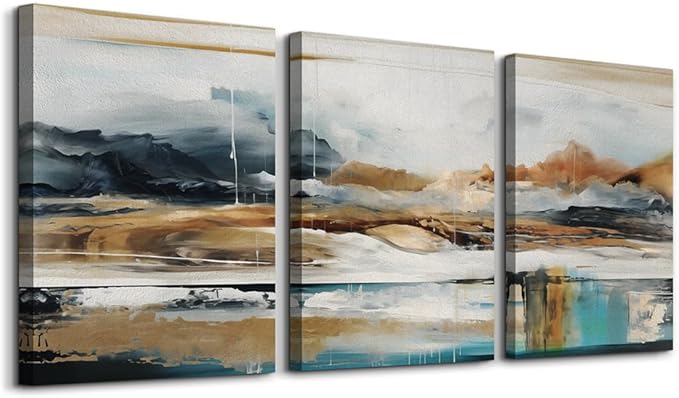 MHARTK66 Large Canvas Wall Art For Living Room Modern Bedroom Wall Decor Abstract Ink Painting Canvas Prints for Home Decorations Ready to Hang Office Inspiration Posters Pictures Artworks 3 Piece