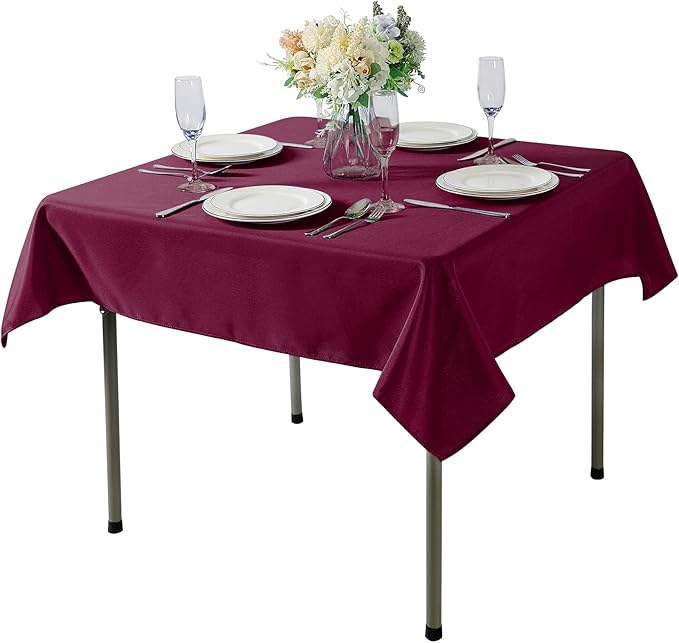 Cupuamon Square Tablecloth 70x70 inch Washable Polyester Fabric Table Cloth for Wedding Party Dining Banquet Decoration（70x70,Burgundy）