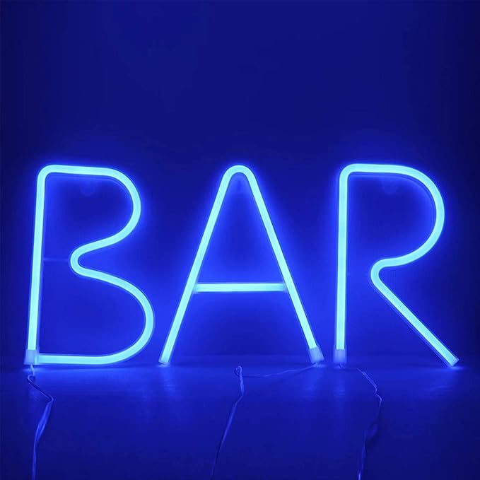 ENUOLI Blue LED Neon Letter Light, USB Batteries Operated Letter Sign for Night Light Lamp Words for Valentines Day, Home, Indoor Wall Decor (G)