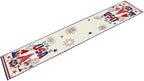 Cute Patriotic Gnomes Table Runner, American Independence Day 4th of July Gnome Blue Red Fireworks Confetti Print Table Runner for Home Kitchen Dining Table Party Decor, 13x70inch