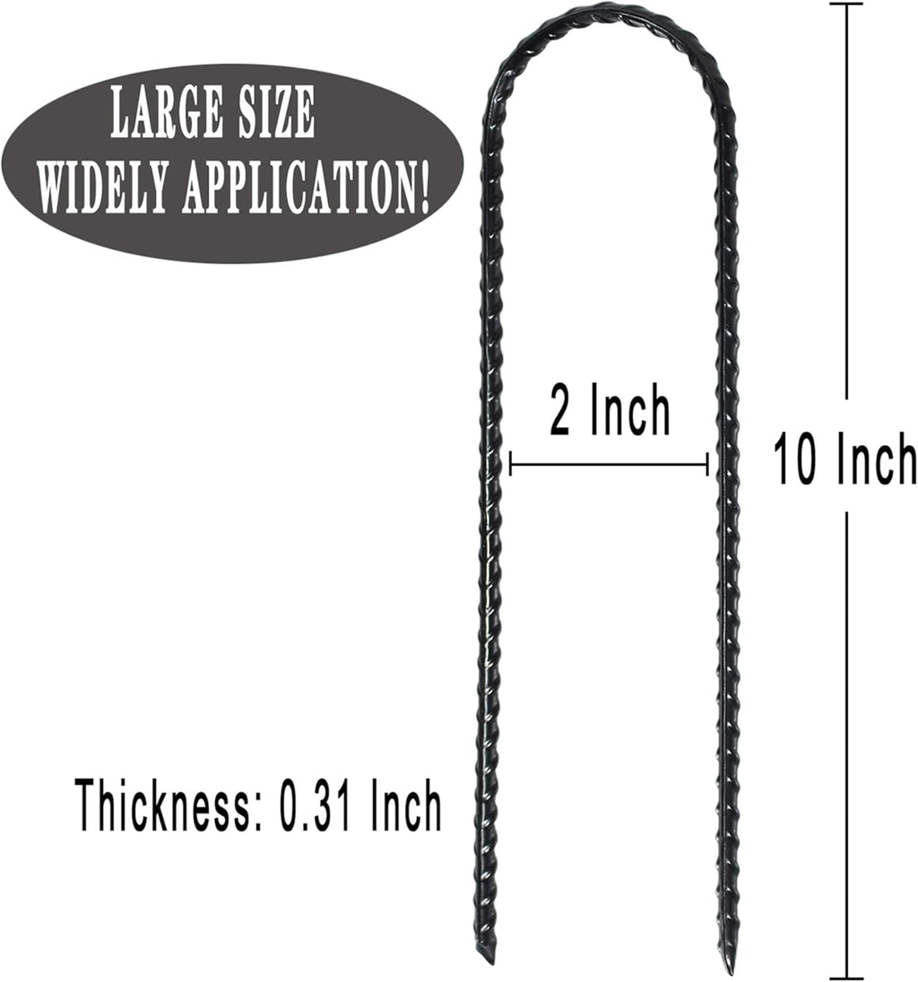 10"x2" Trampolines Wind Stakes Heavy Duty U Shape Galvanized Steel Trampoline Stakes Ground Anchors with Sharp End for Camping Tent, Garden Staples, Trampoline Pins (12)