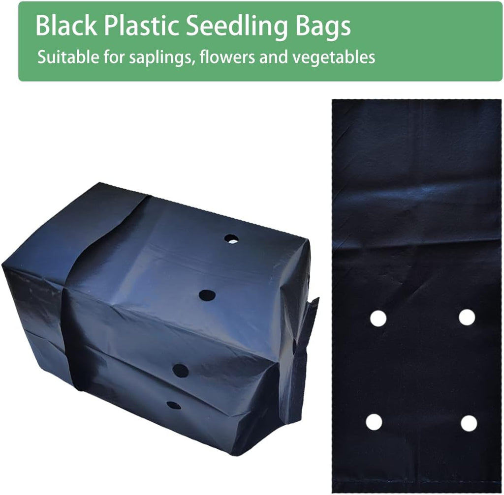 Belit 100 Pcs Plant Nursery Bags, Plastic Seedling Pots Container for Fruit Tree, Flower, Starting saplings, Plant Grow(4.7"x7.3")