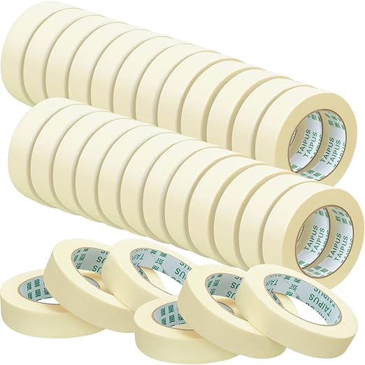 Masking Tape Bulk General Purpose Masking Painting Tape 55 Yards for Painting Home Office School Stationery Arts Crafts Basic Use, Easy Removal(30 Rolls,1 Inch)