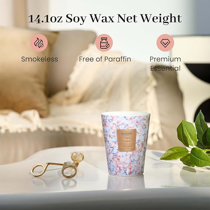 M&SENSE SolarFlowers Scented Candles for Home, Lead-Free Wick Highly Scented Jar Candles, 14.1 Oz 80 Hours Lasting Burning Candles Gifts for Women, Relaxing Aromatherapy Candle for Stress Relief