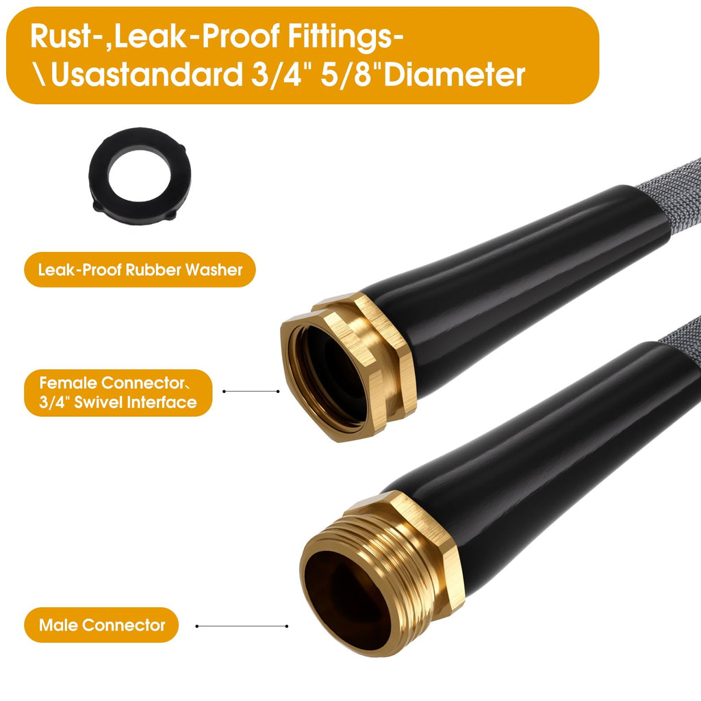 Garden Hose 50 FT, Non-Expanding Water Hose, Ultra-Light & Flexible, Burst-Resistant, Kink-Free, High-Pressure Garden Hose All-Weather Use for Lawns, Gardens, and Outdoor Cleaning