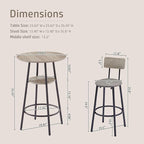NicBex 3-Piece Bar Table and Chairs Set, Grey Pub Table and Chairs Set of 2 with Storage Shelf, Bistro Table with Stools for Small Spaces