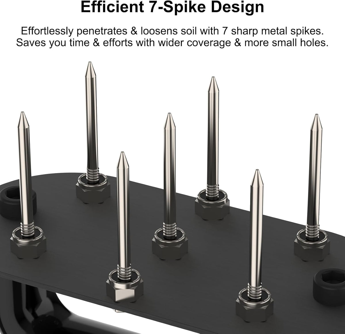 Hand Tiller Garden Tool Lawn Aerator Spike Manual Tool Portable Handheld Aerator Lawn Tool with 7-Iron Spikes, Pre-Aessmbled Small Grass Aerator Tool, Cultivator Tiller Soil Lossener