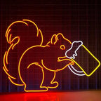 Squirrel Drinking Beer Neon Sign, 20inches Cocktail Squirrel Neon Led Light,Beer Room Bar Club Wall Décor