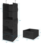 MAX Houser 5 Tier Shelf Hanging Closet Organizer, Cloth Hanging Shelf with 2 Sturdy Hooks for Storage, Foldable (Black-D2)