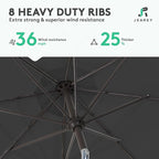 JEAREY 10FT Outdoor Patio Umbrella Outdoor Table Umbrella with Push Button Tilt and Crank, Market Umbrella 8 Sturdy Ribs UV Protection Waterproof for Pool, Garden (Black)