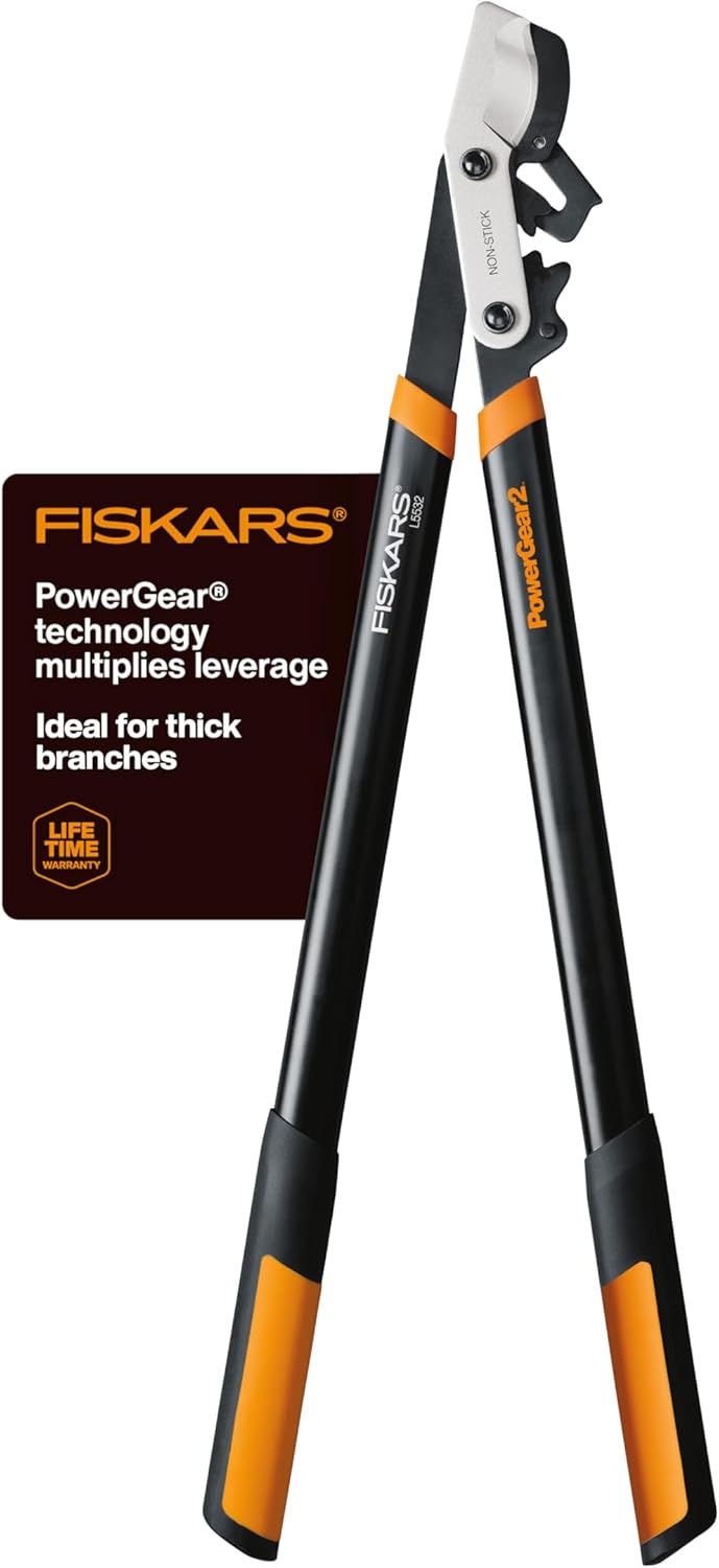 Fiskars 32-Inch Loppers for Tree Trimming, Heavy Duty, Low-Friction Sharp Steel Blade, Branch Cutter up to 2-Inch Diameter Cut Capacity, PowerGear2 Technology that Multiplies Power for Less Effort