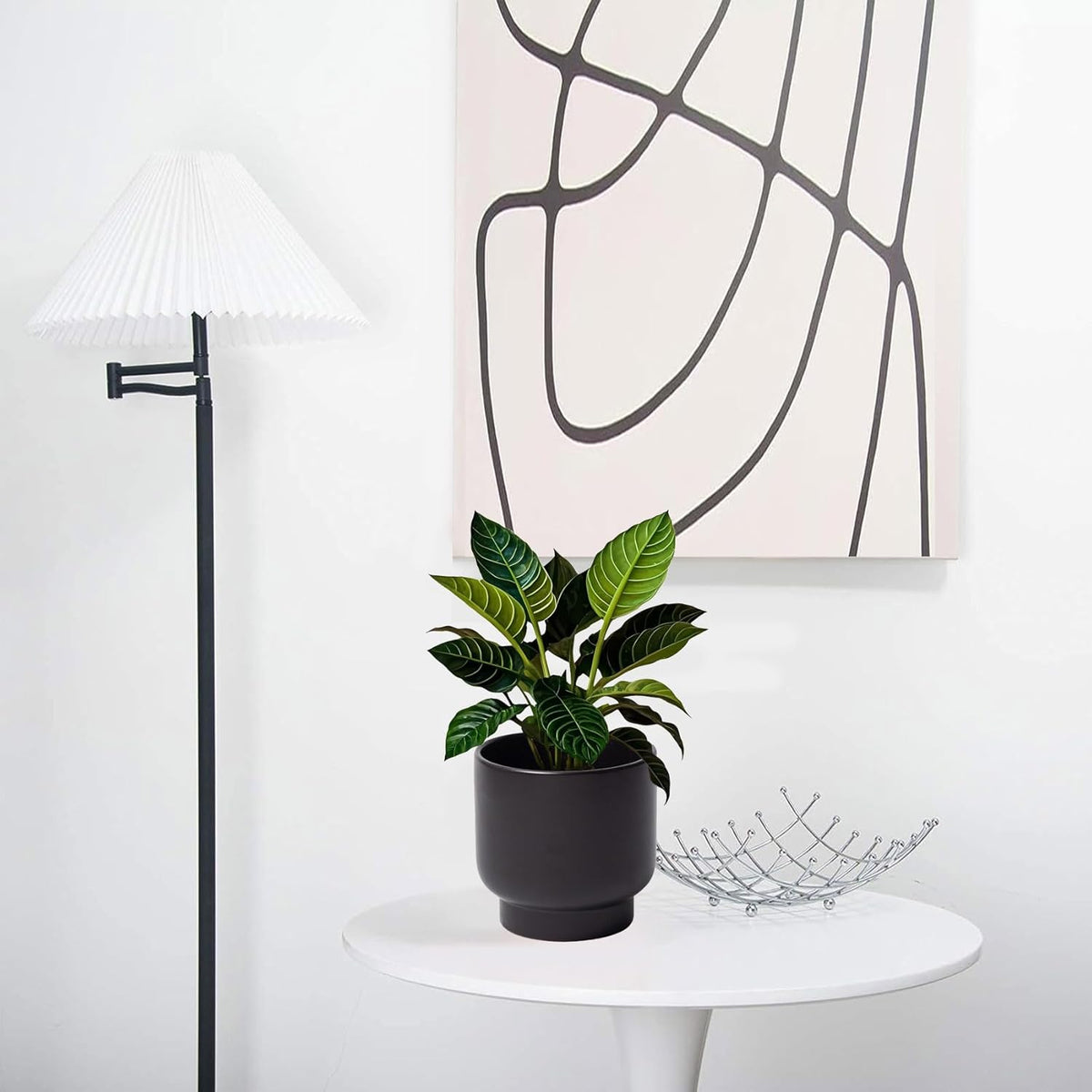 LB Black Ceramic Plant Pot for Indoor Plants, Succulent Planters Ceramic Plant Pots, Modern Flower Pots for Living Room Office Home Decor, Round Flower Pot of 4.3 Inch(Plant Not Included)