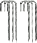 Ground-Stakes-Heavy-Duty-12 inch, J-Hook Rebar Stakes Galvanized Anti-Rust 6pcs Garden Stakes Metal Ground Anchors for Garden Dog Fence Chicken Coop Christmas Decorations Deer Fence