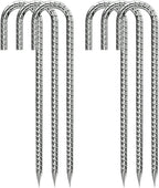 Ground-Stakes-Heavy-Duty-12 inch, J-Hook Rebar Stakes Galvanized Anti-Rust 6pcs Garden Stakes Metal Ground Anchors for Garden Dog Fence Chicken Coop Christmas Decorations Deer Fence