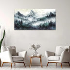 Lapremoly Trees Landscape Wall Painting Artwork Foggy Forest Wall Picture Large Wall Art For Living Room Modern Wall Decorations For Bedroom Office Wall Decor Canvas Prints Home Decor Ready to hang