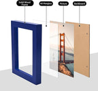KINLINK 3.5x5 Picture Frames Navy, Solid Wood Frames with Plexiglass for Table Top and Wall Mounting, Photo Frames for Horizontal or Vertical Display, 4 Pack