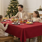 Fitable Faux Linen Christmas Tablecloth 2 Pack, Burlap Textured Fabric Rectangle Table Cloth, Elegant Decorative Table Covers for Winter Holiday Dinner Party Farmhouse (Red, 60 x 102 Inch)
