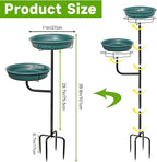 Freestanding Birdbaths Bowl Outdoor, Free Standing Garden Bird Bath Bird Feeder & Bird Bath Bowl, Detachable Decoration Spa Birdfeeder for Garden Patio Yard Lawn, 4 Spiky Metal Stake (Green 2)