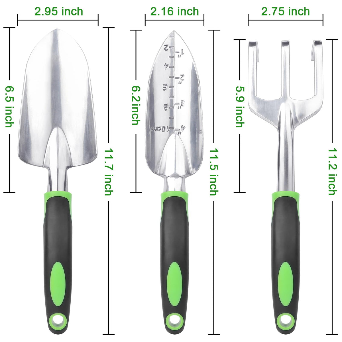 Garden Tools Set, 3 Pack Heavy Duty Gardening Tools Set Include Garden Shovel, Transplant Trowel and Hand Rake with Ergonomic Non-Slip Handle, Aluminum Alloy Lawn and Garden Hand Tools for Planting