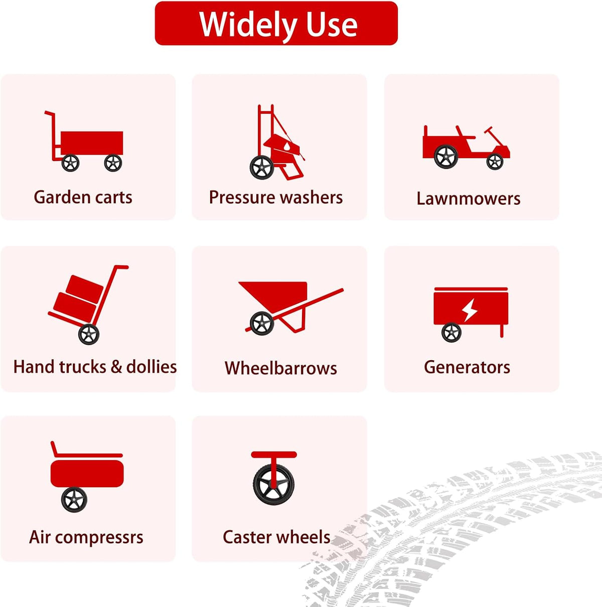 Parts Camp 16" Lawn Mower Wheels 16 x 1.75'' Spoked Plastic Wheel and Tire For Garden cart/Pressure Washer/Generator/Wheelbarrow/Trolley/Dolly Wheel/Push Mowers/Hand truck tires(Set of 2)