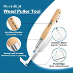 Berry&Bird 15.2'' Crack Weeder Crevice Weeding Tool with Ashwood Handle, Manual Weed Puller for Sidewalk, Driveway Cracks & Garden Edging, Weeding Sickle for Garden Patio Lawn Yard Terrace Paving Moss