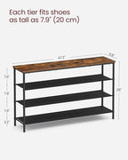 VASAGLE Shoe Rack, 4-Tier Shoe Storage Organizer for Entryway and Closet, Holds 15-18 Pairs of Shoes, 3 Fabric Shelves, Steel Frame, Industrial, Rustic Brown and Black ULBS135B01